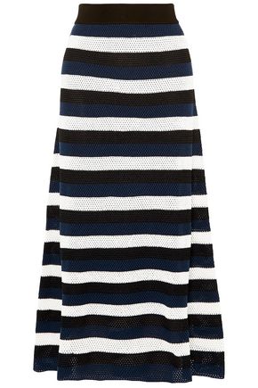 SONIA RYKIEL Striped open-knit wool-blend maxi skirt