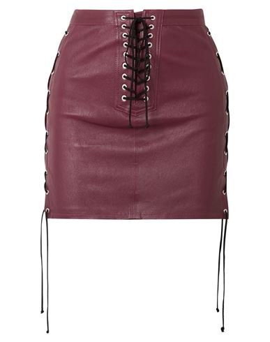 BEN TAVERNITI™ UNRAVEL PROJECT Ben Taverniti Unravel Project Woman Mini skirt Dark brown Size 6 Soft Leather, Cotton, Acrylic, Acetate