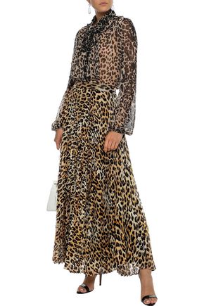 leopard print chiffon skirt