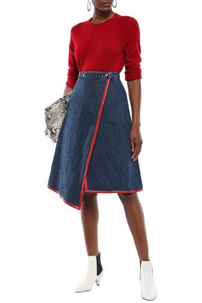 denim faux wrap skirt