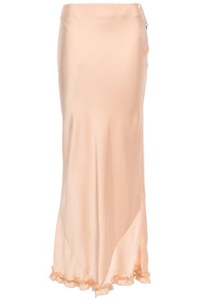 PACO RABANNE Ruffle-trimmed satin maxi skirt