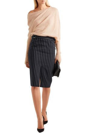 Tom Ford Pinstriped Wool Pencil Skirt In Black