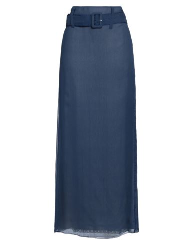 Prada Woman Maxi Skirt Navy Blue Size 2 Silk