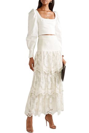 BROCK COLLECTION SASI TIERED EMBROIDERED TULLE MAXI SKIRT,3074457345621115723