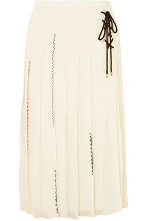 CARVEN Pleated silk-georgette midi skirt
