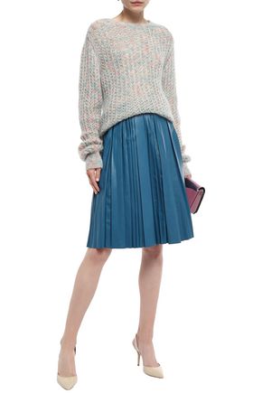 Red Valentino Redvalentino Woman Pleated Leather Skirt Petrol