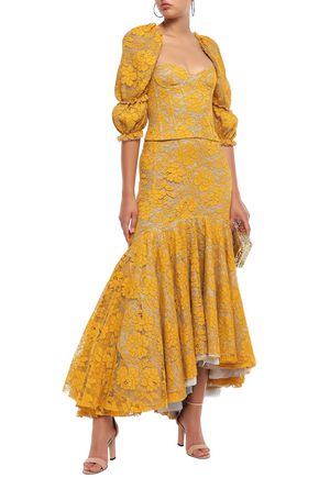Brock Collection Woman Asymmetric Cotton-blend Corded Lace Skirt Saffron
