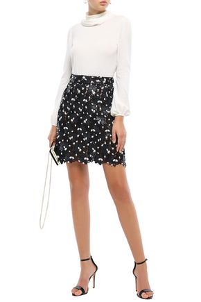 Click to view more detailed imagery on our partner's website Giambattista Valli Woman Scalloped Embroidered Guipure Lace Mini Skirt Black
