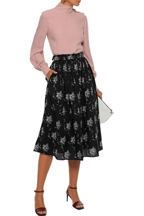 Brock Collection Woman Floral-print Cotton-voile Midi Skirt Black ...