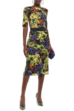 Dolce & Gabbana Printed Stretch-crepe Pencil Skirt In Lime Green