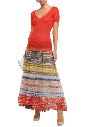 Missoni Crochet-knit Maxi Skirt In Orange