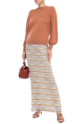 Missoni Woman Metallic Crochet-knit Maxi Skirt Silver