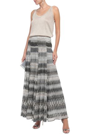Missoni Metallic Crochet-knit Maxi Skirt In Gray
