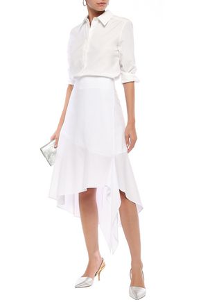 By Malene Birger Asymmetric Cotton-poplin Skirt In White