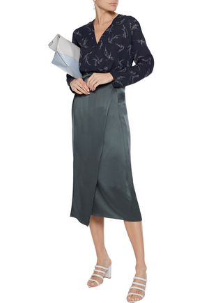 midi wrap skirt silk