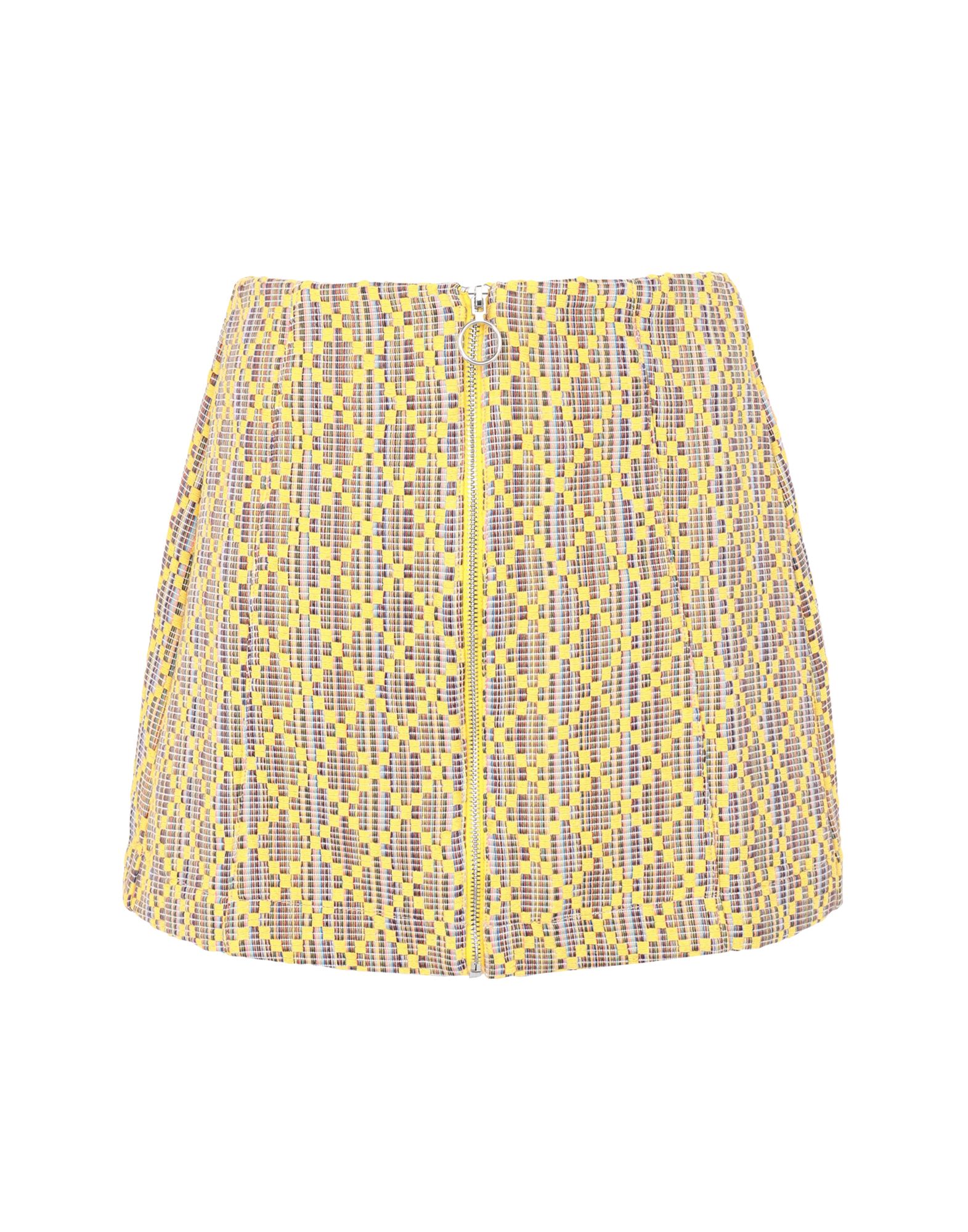 《セール開催中》TOPSHOP レディース ミニスカート イエロー 12 ポリエステル 70% / コットン 26% / レーヨン 4% MARIGOLD BOUCLE MINI SKIRT