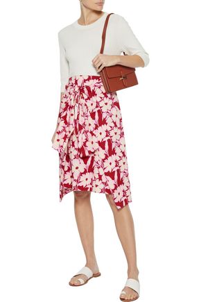 Joseph Clive Tie-front Floral-print Cotton-poplin Skirt In Baby Pink