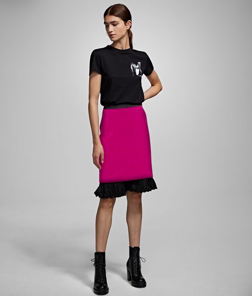 Karl Lagerfeld Femme Jupe En Velours X Carine Rose 99% Coton, 1% Èlasthanne, Taille: 34