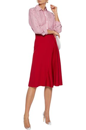 Victoria Beckham Pleated Satin-paneled Crepe Skirt In Red