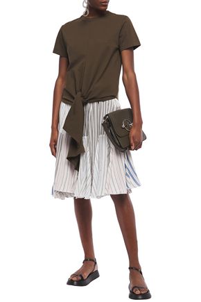 JW ANDERSON PLEATED STRIPED COTTON-JACQUARD SKIRT,3074457345621936272