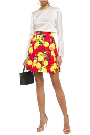 Dolce & Gabbana Embellished Printed Cotton-blend Jacquard Mini Skirt In Red