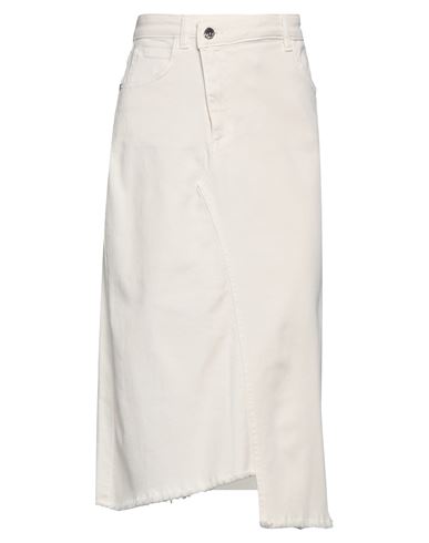 Kaos Jeans Woman Denim Skirt Cream Size L Cotton, Elastane In White