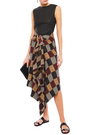 Shop House Of Holland Draped Checked Woven Skirt In Multicolor