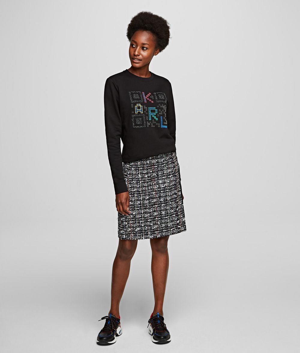 Karl Lagerfeld Femme Jupe En Bouclé Pixel Pixel Boucle 36% acrylique, 32% Coton, 20% Polyamide, 12% polyester, Taille: 36