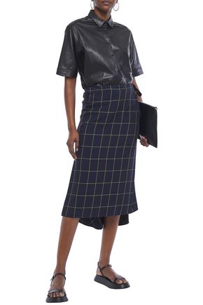 MCQ BY ALEXANDER MCQUEEN ASYMMETRIC CHECKED TWILL MIDI SKIRT,3074457345622347168