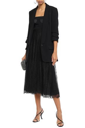 Valentino Woman Silk Chantilly Lace Midi Skirt Black
