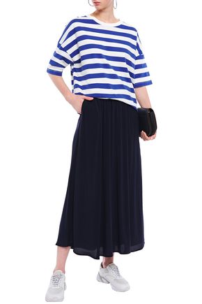 American Vintage Azawood Gathered Crepe De Chine Midi Skirt In Navy
