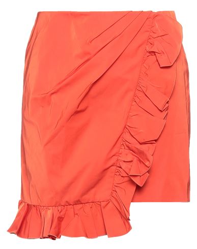 Woman Mini skirt Orange Size 4 Polyester, Cotton