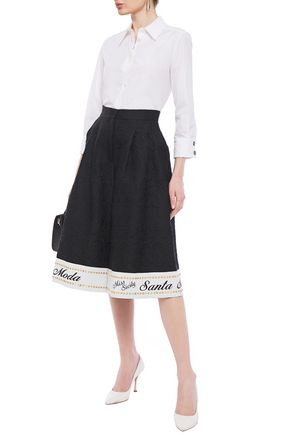Click to view more detailed imagery on our partner's website Dolce & Gabbana Embellished Cotton-blend Jacquard Culottes In Black