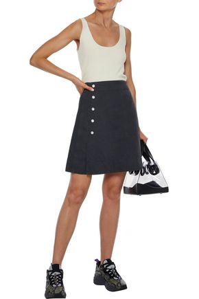 Click to view more detailed imagery on our partner's website Acne Studios Ida Snap-detailed Cotton And Linen-blend Mini Wrap Skirt In Charcoal