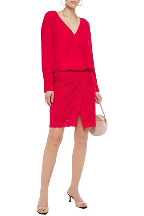 Shop Ba&sh Cold Crocheted Cotton Wrap Skirt In Tomato Red