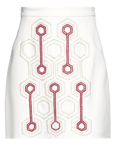 Elisabetta Franchi Woman Mini Skirt Cream Size 8 Viscose, Wool, Plastic, Glass, Metal In White