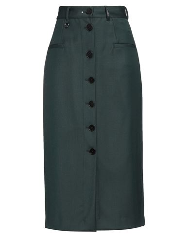 High Woman Midi Skirt Military Green Size 8 Virgin Wool