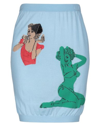 Moschino Couture Woman Midi Skirt Sky Blue Size 6 Virgin Wool, Cotton