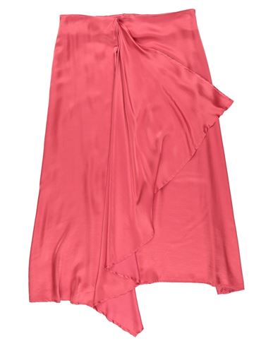120% Lino Woman Midi Skirt Coral Size 6 Viscose, Silk In Red