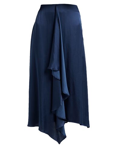 120% Lino Woman Midi Skirt Midnight Blue Size 6 Viscose, Silk
