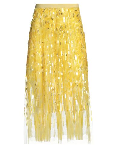 Elisabetta Franchi Woman Midi Skirt Yellow Size 2 Polyamide, Plastic, Glass, Viscose