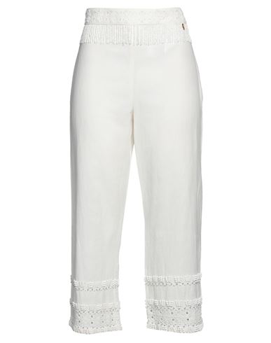 Twinset Woman Cropped Pants Off White Size 10 Cotton, Linen, Polyester