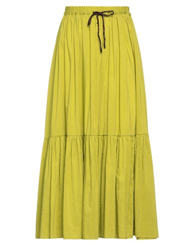 Momoní Woman Midi Skirt Lime Green Size 6 Cotton, Silk