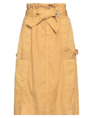High Woman Midi Skirt Mustard Size 4 Cotton, Linen, Elastane In Yellow