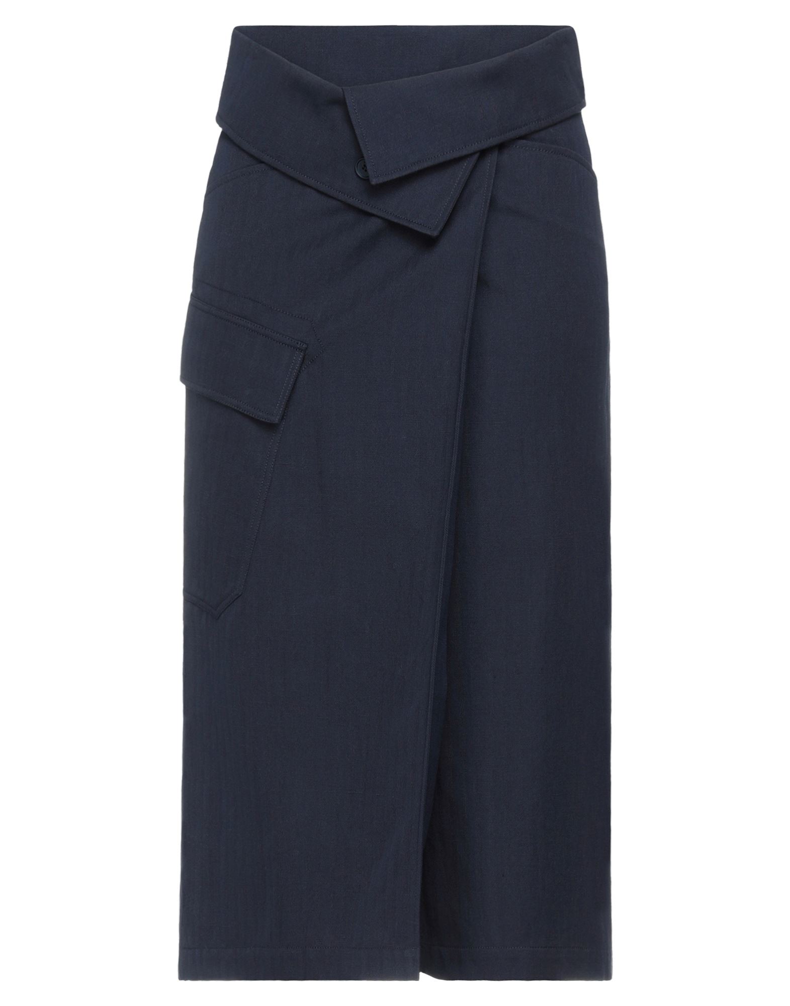 Shop Kenzo Woman Midi Skirt Midnight Blue Size 4 Cotton, Linen