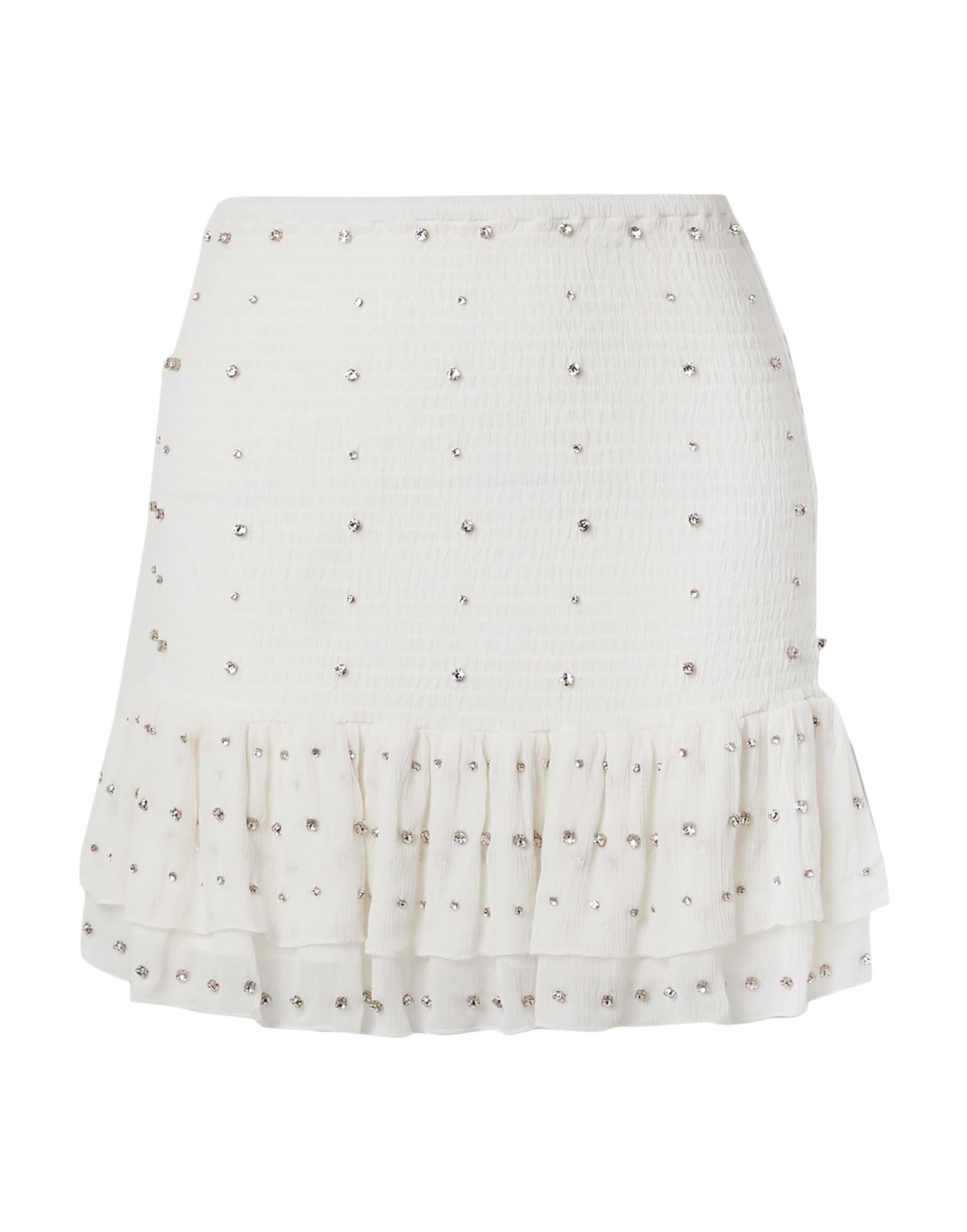 Retroféte Lucille Crystal-embellished Shirred Silk-crepon Mini Skirt In White