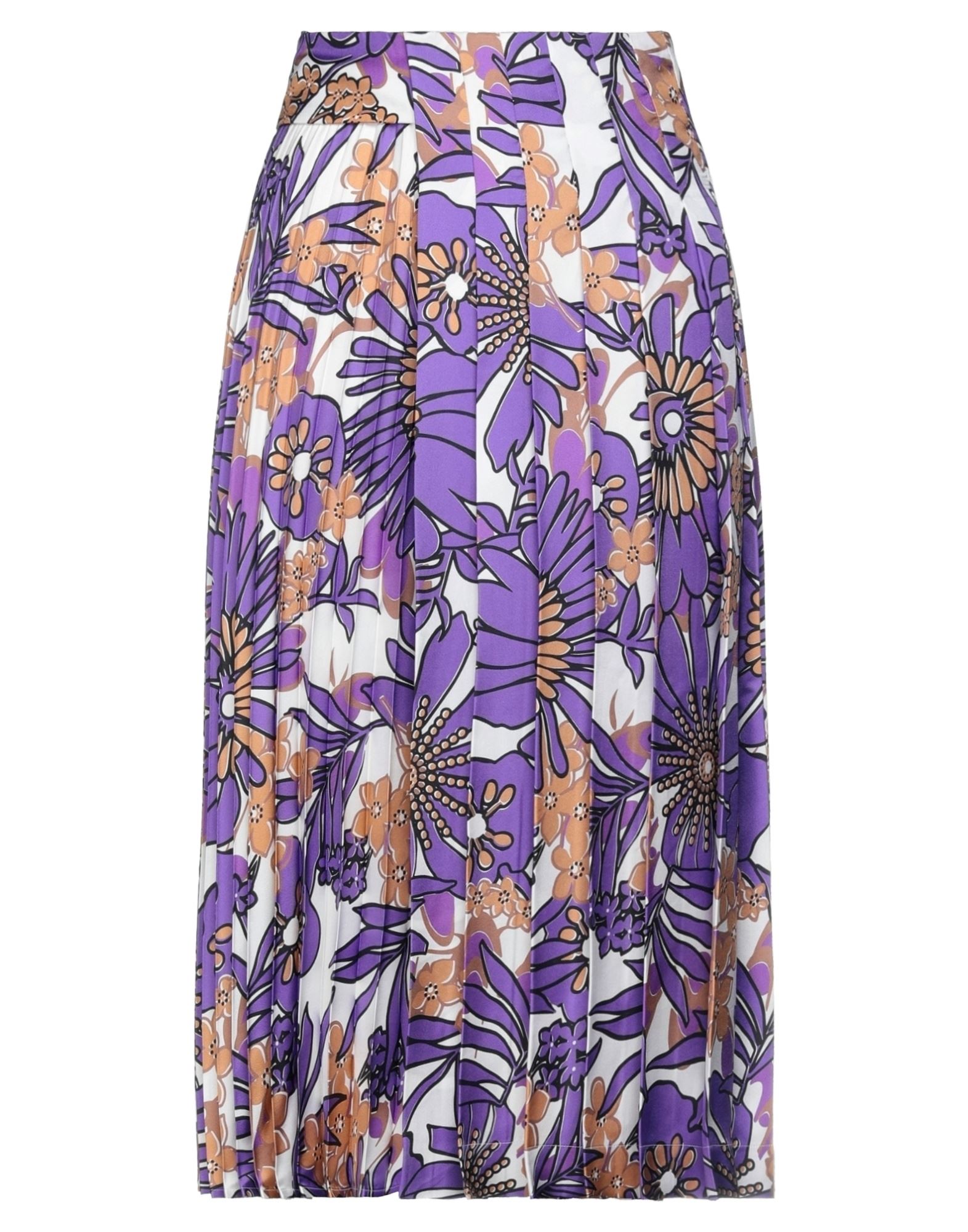 Victoria Beckham Pleated Floral-print Silk-twill Midi Skirt In Purple