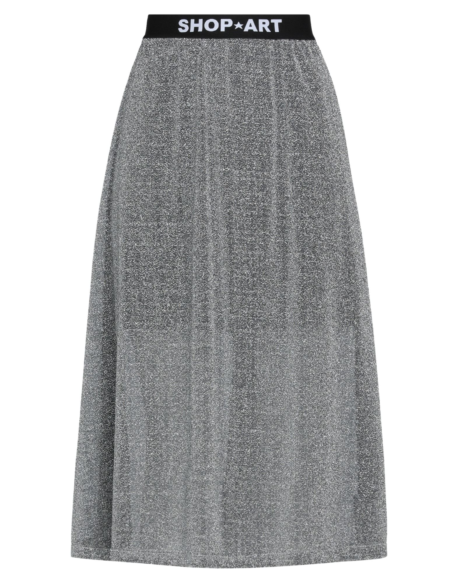 Shop ★ Art Woman Midi Skirt Grey Size L Polyamide, Metallic Fiber