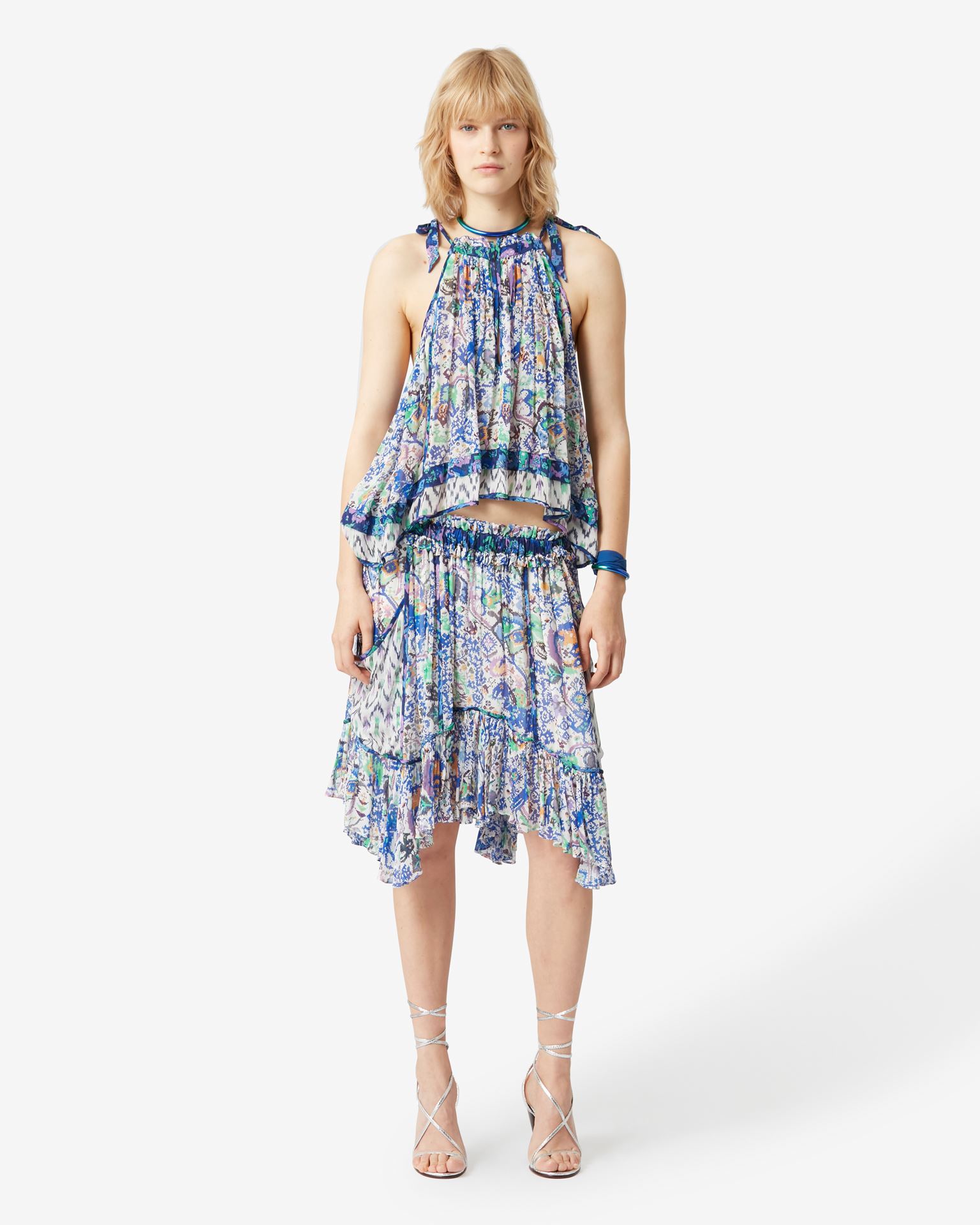 Isabel Marant, Viviane Printed Midi Skirt - Women - Blue