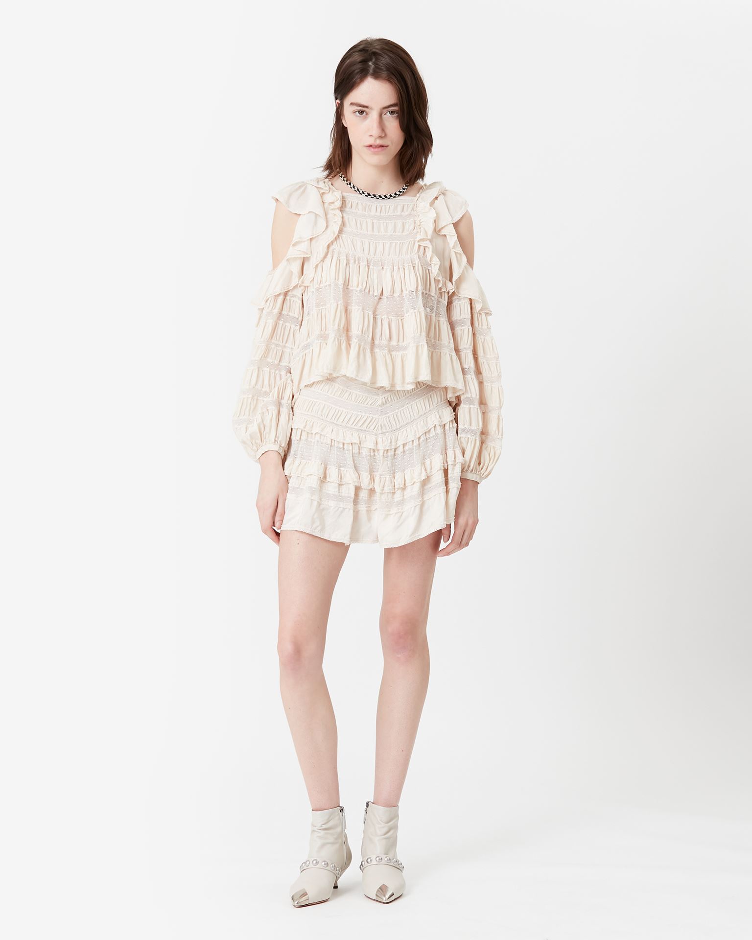 Isabel Marant, Constance Ruffled Miniskirt In Silk And Lace - Women - White